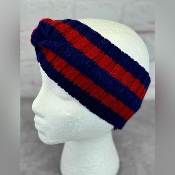 NWT GUCCI Web Knot Knit Wool Twist Red & Blue Headband - Picture 5 of 10